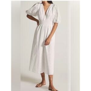 Anthropologie Hutch White Eyelet Smocked Romantic Jumpsuit in White, Small